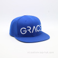 3D geborduurde blauwe snapback -hoed